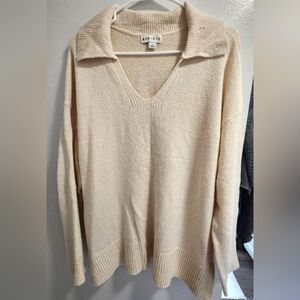 Cream Collared V-Neck Pullover Sweater from Target